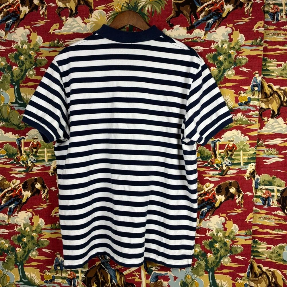 Polo Ralph Lauren Polo Shirt Mens XXL Navy White Good Striped Custom Fit